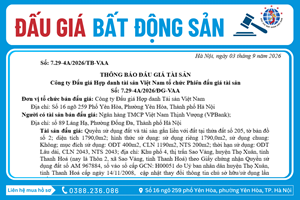 Thông Báo Đấu Giá Tài Sản số: 7.29-4A/2026/ĐG-VAA