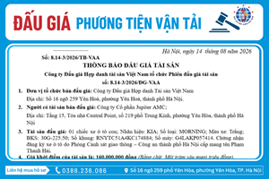 Thông Báo Đấu Giá Tài Sản số: 8.14-3/2026/ĐG-VAA