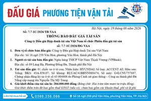 Thông Báo Đấu Giá Tài Sản số: 7.7-1C/2026/ĐG-VAA