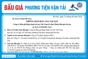 Thông Báo Đấu Giá Tài Sản số: 8.24-3/2026/ĐG-VAA 