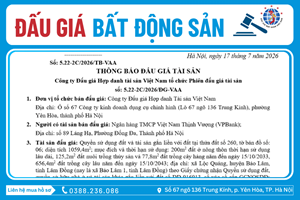 Thông Báo Đấu Giá Tài Sản số: 5.22-2C/2026/ĐG-VAA